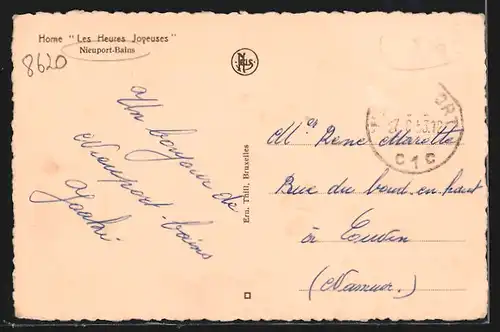 AK Nieuport-Bains, Home Les Heures Joyeuses