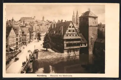 AK Nürnberg, Maxplatz mit Maxbrücke