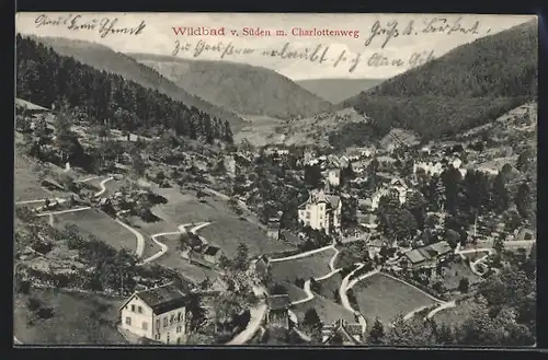 AK Wildbad, Teilansicht von Süden mit Charlottenweg