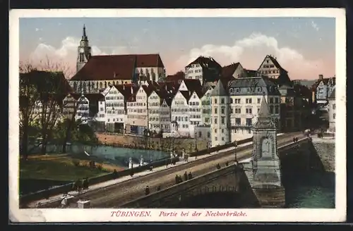 AK Tübingen, Neckarbrücke mit Kirche