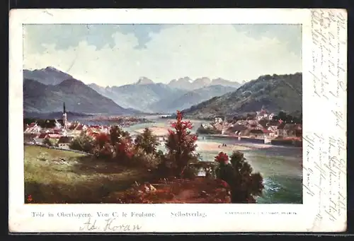 Künstler-AK Tölz /Obb., Ortsansicht