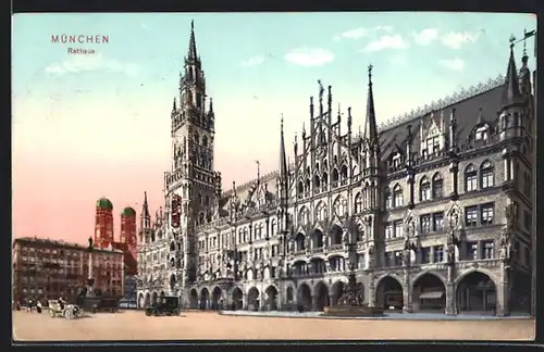 AK München, Partie am Rathaus mit Fischerbrunnen