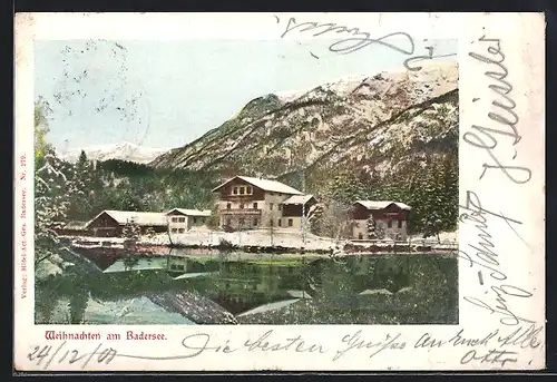 AK Badersee, Uferpartie zu Weihnachten