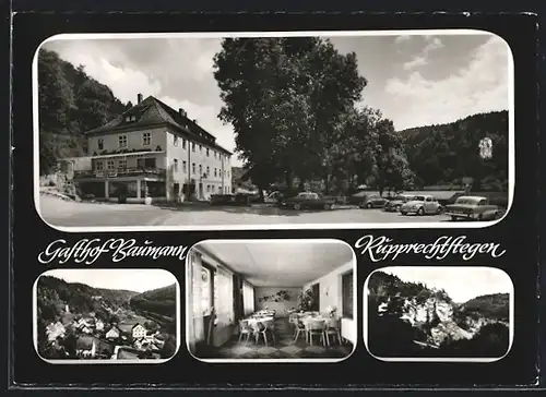 AK Rupprechtstegen, Gasthof Zur Fränkischen Schweiz von Ch. Baumann, Innenansicht, Ortspartie