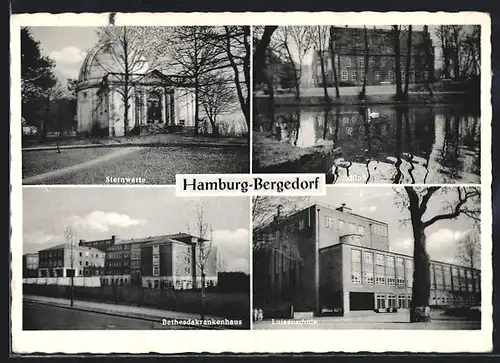 AK Hamburg-Bergedorf, Schloss, Bethesdakrankenhaus, Sternwarte