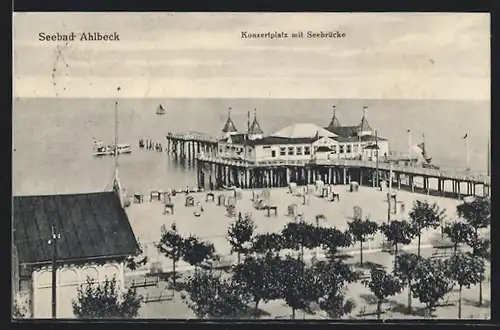 AK Ahlbeck, Seebad, Konertplatz und Seebrücke