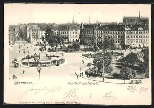 AK Hannover, Ernst-August-Platz aus der Vogelschau