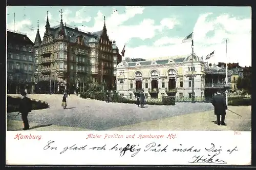 AK Hamburg-Neustadt, Hotel Hamburger Hof und Cafe Alster-Pavillon