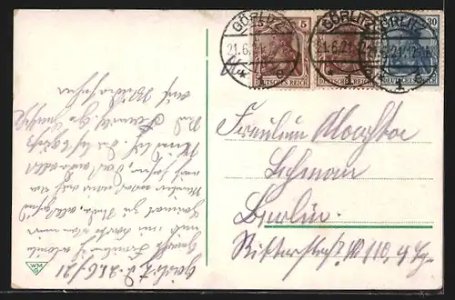 AK Görlitz, Teilansicht mit Kirche