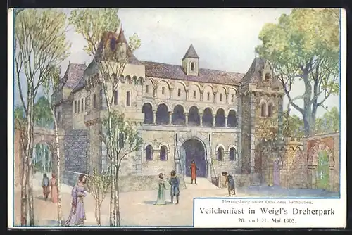 Künstler-AK Wien, Veilchenfest in Weigl`s Dreherpark 1905