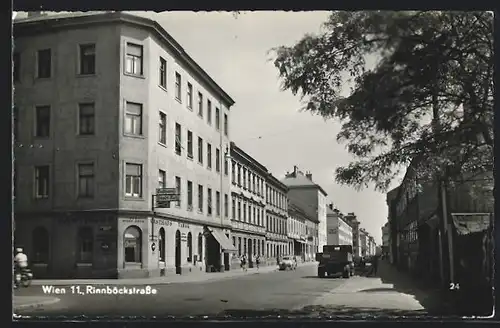 AK Wien, Rinnböckstrasse mit Gasthaus zur Stadt Retz