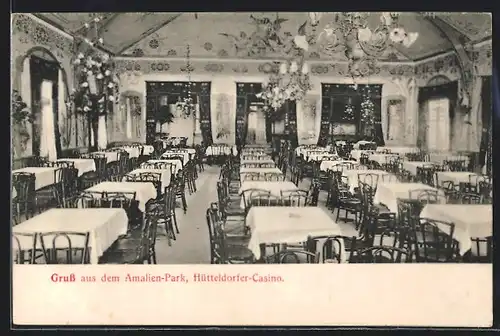 AK Wien, Gasthaus Hütteldorfer-Casino Amalien-Park, Innenansicht