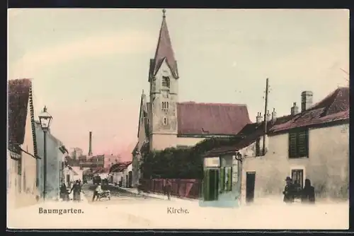 AK Wien, Strassenpartie mit Kirche