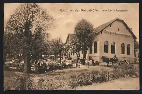 AK Wien, Anton Riedl`s Restauration Knödelhütte, mit Garten