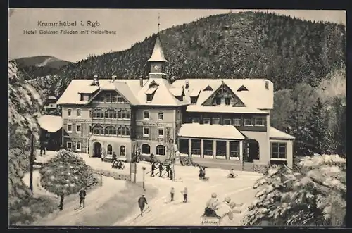 AK Krummhübel i. Rgb., Hotel Goldner Frieden mit Heidelberg