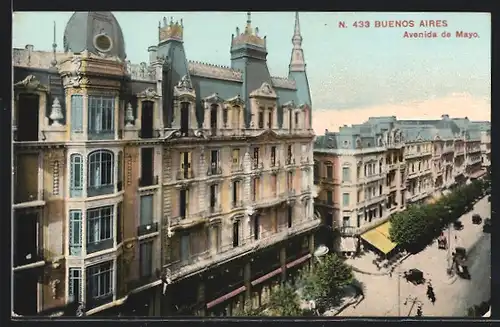 AK Buenos Aires, Avenida de Mayo con edificios coloniales