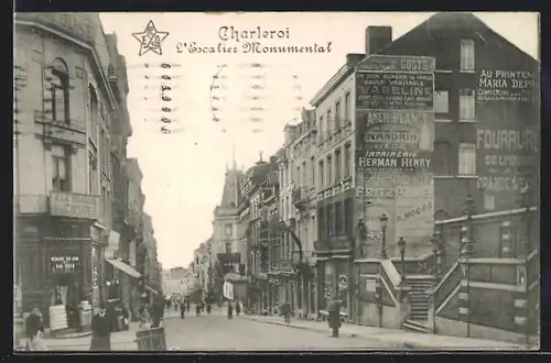 AK Charleroi, L`Escalier Monumental