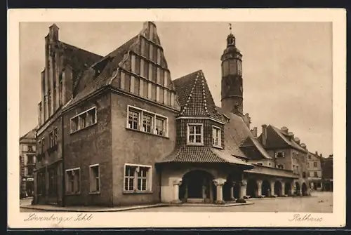AK Löwenberg i. Schl., Blick auf das Rathaus