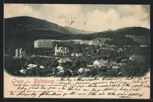 AK Wien, Kalksburg, Ortsansicht aus der Vogelschau