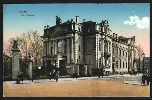 AK Breslau, Passanten vor dem Zwinger