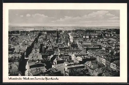 AK Schweidnitz, Blick vom Turm der Pfarrkirche