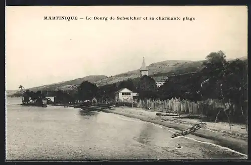 AK Martinique, Le Bourg de Schoelcher et sa charmante plage