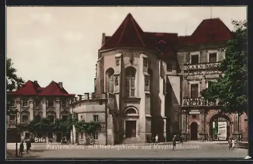 AK Brieg, Piastenschloss mit Hedwigskirche und Kavalierhäuschen