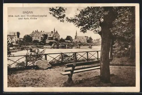 AK Sagan, Blick nach dem Dorotheenhospital und Kath. Kirche