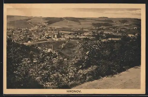 AK Hronov, Blick über den Ort vom Hügel aus