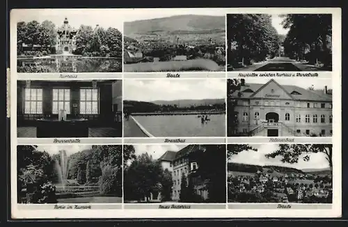 AK Bad Altheide, Hauptallee zwischen Kurhaus u. Wandelhalle, Strandbad, Neues Badehaus