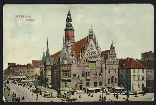 AK Breslau, Blick auf Rathaus
