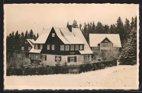 AK Oberbärenburg i. Erzg., Ortspartie im Schnee