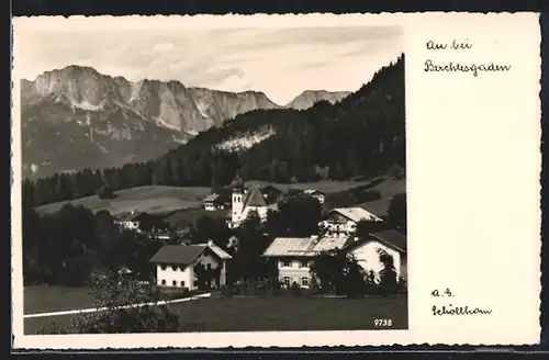 AK Au bei Berchtesgaden, Ortspartie mit Kirche
