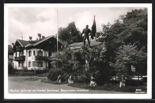 AK Kochel /Bayerisches Hochland, Schmied von Kochel-Denkmal