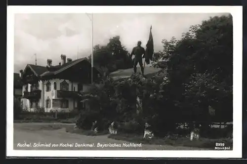 AK Kochel /Bayerisches Hochland, Schmied von Kochel-Denkmal