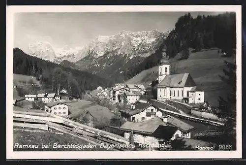 AK Ramsau bei Berchtesgaden, Ortspartie mit Kirche