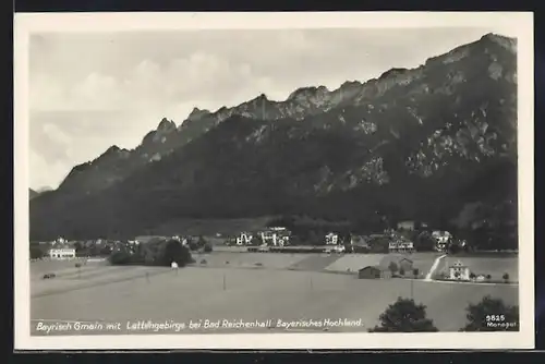 AK Bayrisch Gmain bei Bad Reichenhall, Ortspartie mit Lattengebirge