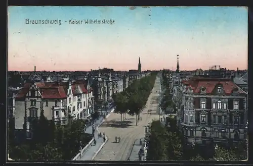 AK Braunschweig, Kaiser Wilhelmstrasse mit Passanten