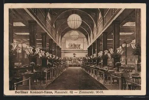 AK Berlin, Berliner Konzert-Haus, Mauerstr. 82, Zimmerstr. 90-91, Innenansicht