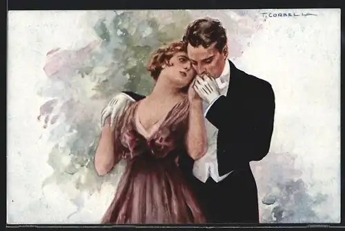 Künstler-AK Tito Corbella: Elegantes Liebespaar