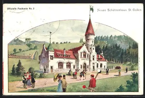 Lithographie St. Gallen, Neues Schützenhaus, Schützenverein