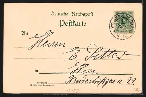 Lithographie Berlin, Postkarte Enthüllung des Nationaldenkmals und Kaisergeburtstag 1897