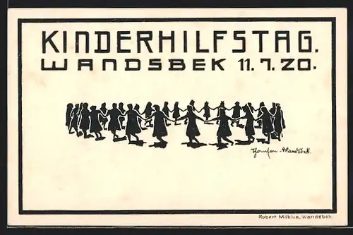 Künstler-AK Hamburg-Wandsbek, Kinderhilfstag 1920, Kinder im Kreis, Kinderfürsorge