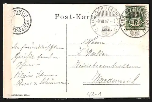 AK Zürich, Eidgenössisches Schützenfest 1907, Festgelände aus der Vogelschau