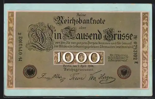 AK 1000 Grüsse statt Geld