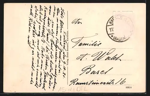 AK Karlsruhe i. B., Zeppelin-Luftschiff über Schloss