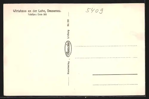 AK Dausenau, altes hist. Wirtshaus, Blick zum Ort in den Bergen