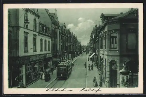 AK Wilhelmshaven, Marktstrasse, Strassenbahn