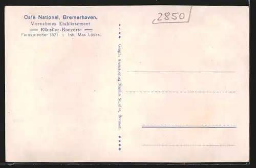 AK Bremerhaven, Café National, Innenansicht
