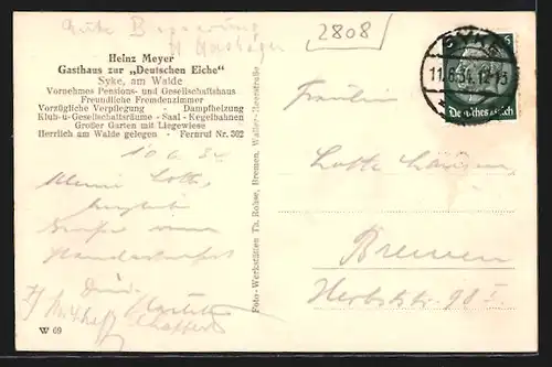 AK Syke, Gasthaus zur Deutschen Eiche am Walde